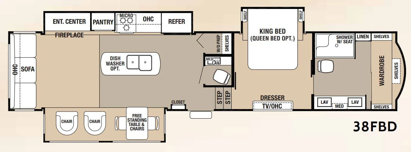 Forest River Cedar Creek Hathaway Edition 38FBD floor plan