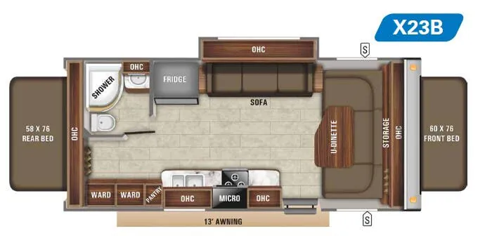 Jayco Jay Feather Hybrid X23B floor plan