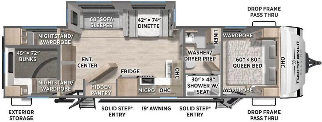 Forest River Solaire 3150TBSS floor plan