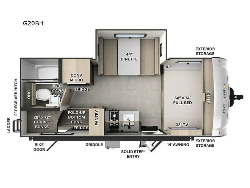 2025 Forest River Rockwood Geo Pro G20BH - Floor plan