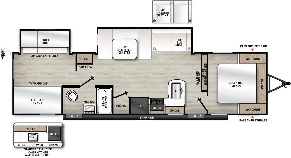 Forest River Aurora Sky 320BDS floor plan