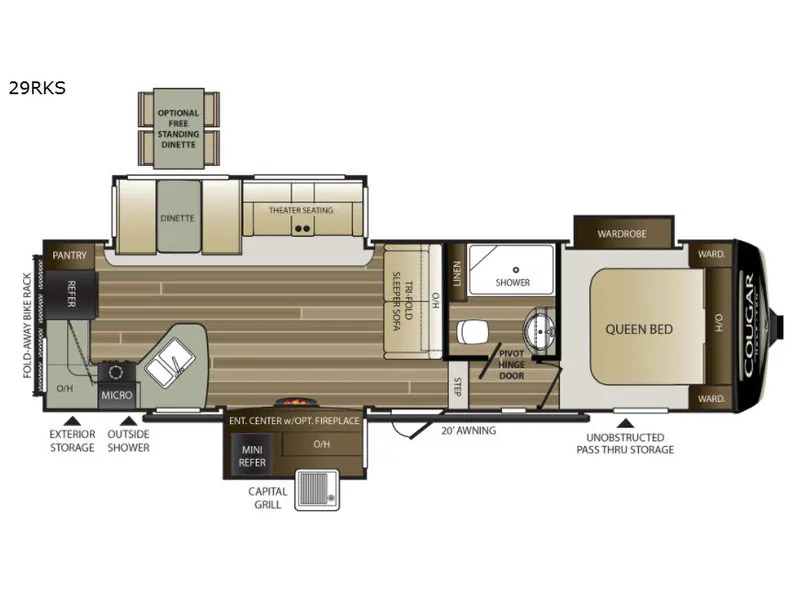 2018 Keystone Cougar Half-Ton Series 29RKS - Floor plan