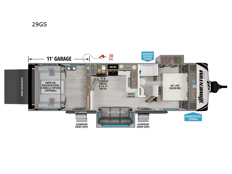 2026 Grand Design Momentum G-Class 29GS - Floor plan