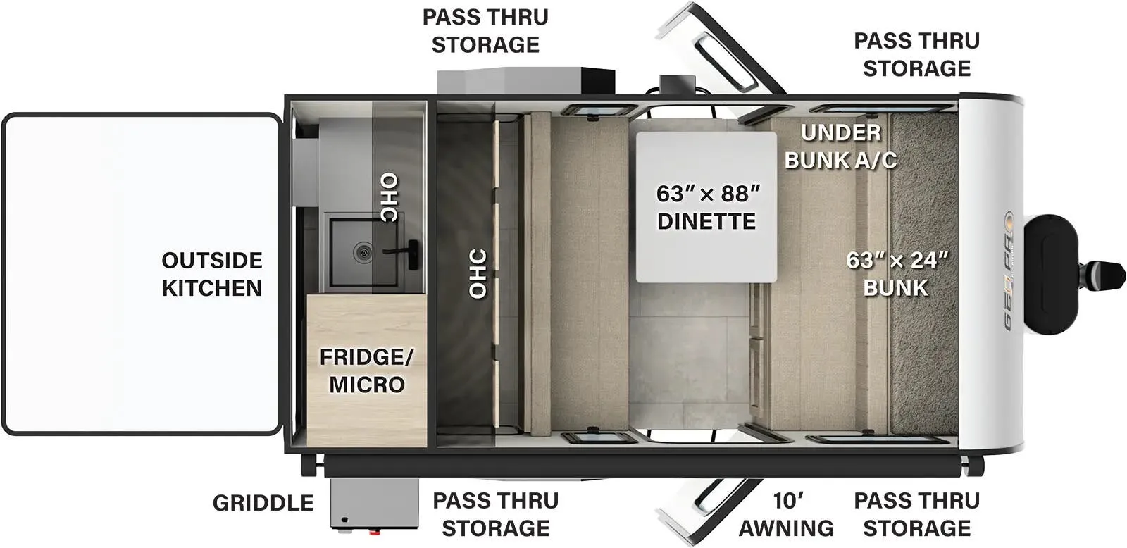 Forest River Rockwood Geo Pro G14DA floor plan