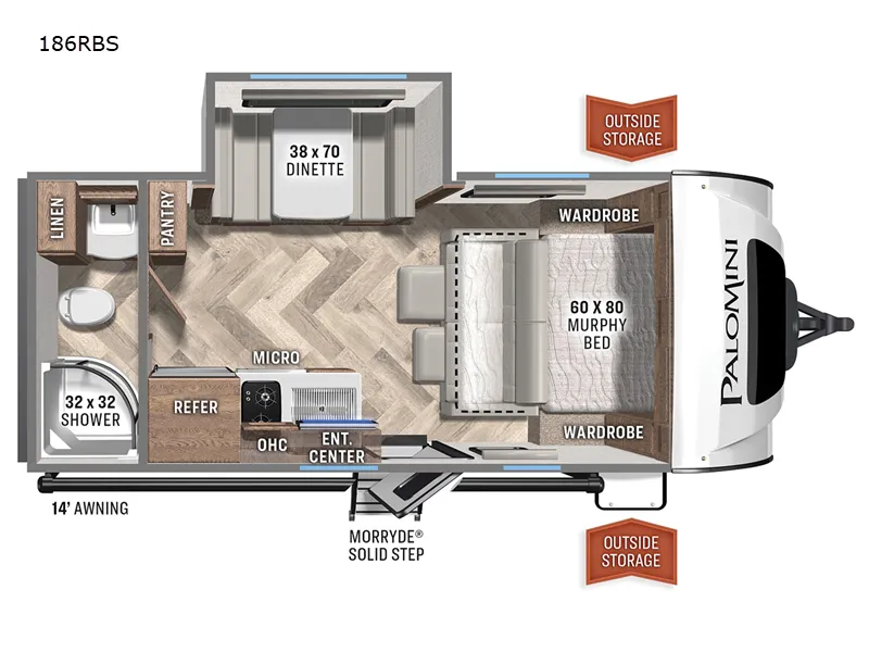 2023 Palomino Palomini 186RBS floor plan