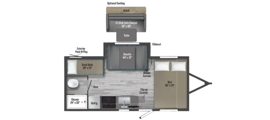 2026 Winnebago Micro Minnie 2100BH - Floor plan
