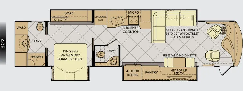 Fleetwood Discovery 40E floor plan