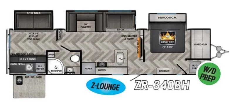 CrossRoads Zinger 340BH floor plan