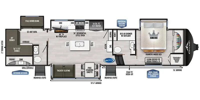 2025 East to West Ahara 378BH-OK floor plan