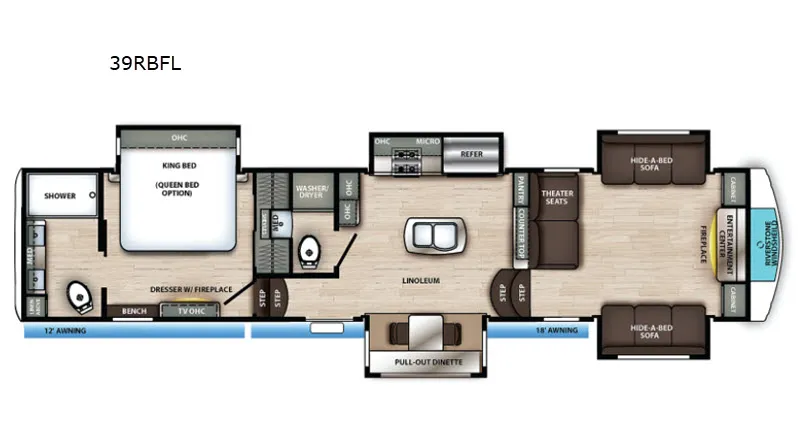 2021 Forest River RiverStone 39RBFL floor plan