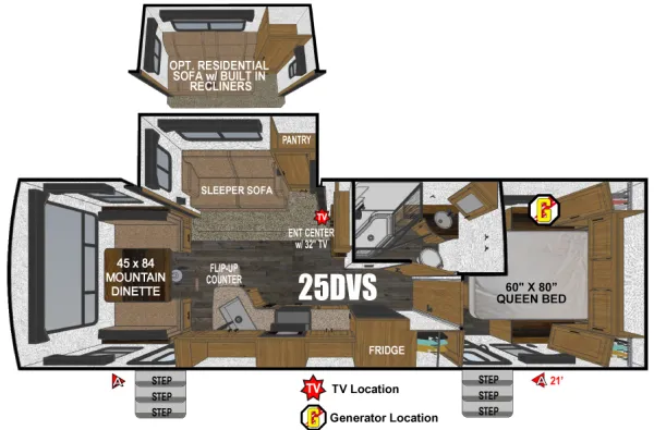 2025 Outdoors RV Back Country Series MTN TRX 25DVS floor plan