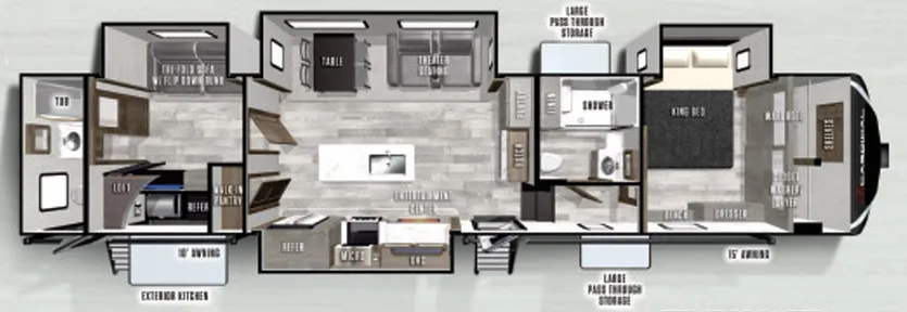 2022 Forest River Cardinal Limited 383BHLE - Floor plan