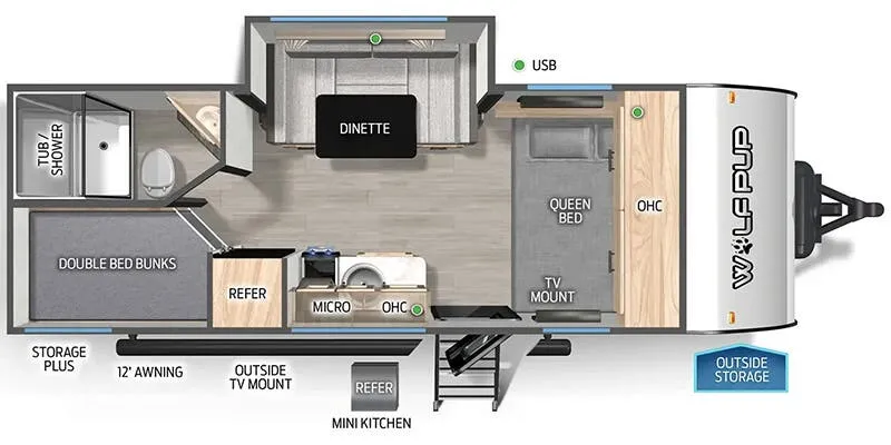 2025 Forest River Cherokee Wolf Pup 17JW floor plan