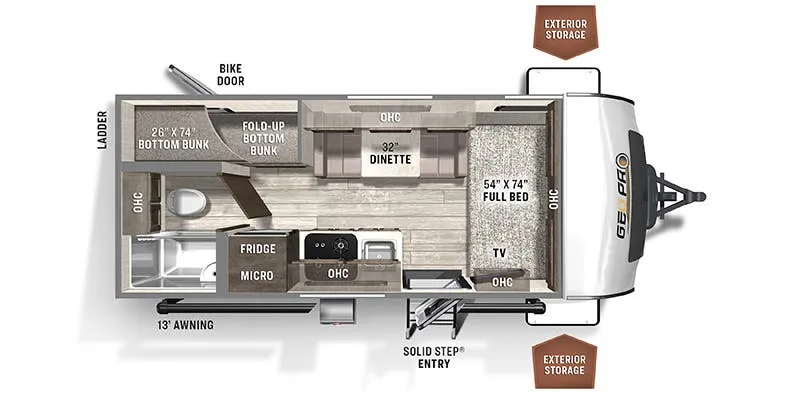 Forest River Rockwood Geo Pro G19BH floor plan