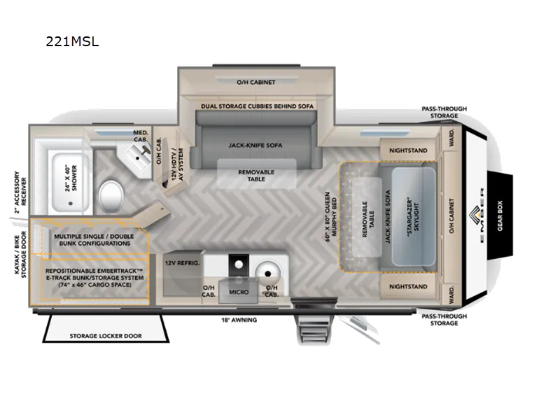 2023 Ember RV Overland Series 221MSL - Floor plan