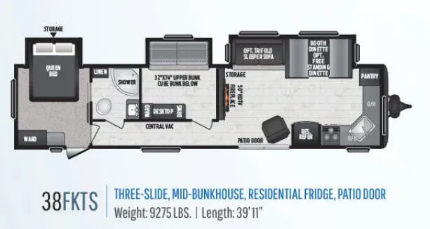 Keystone Hideout 38FKTS floor plan