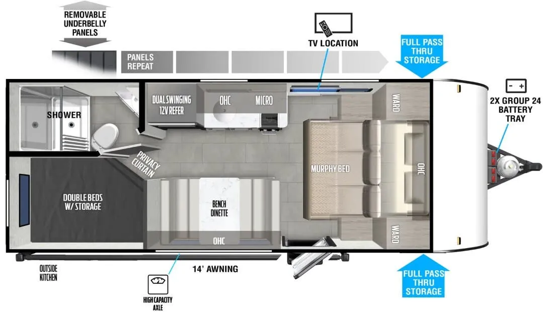 2024 Forest River Wildwood FSX 179DBK - Floor plan