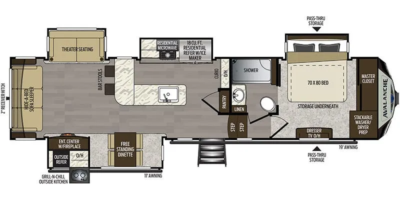 2020 Keystone Avalanche 339GK - Floor plan