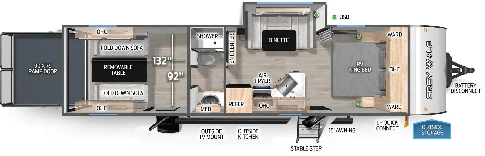 Forest River Cherokee Grey Wolf Black Label 27RRBL floor plan