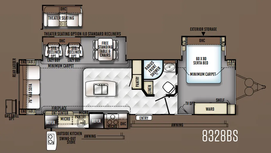2018 Forest River Rockwood Signature Ultra Lite 8328BS floor plan