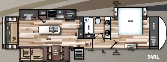 Forest River Wildwood Heritage Glen Elite 34RL floor plan