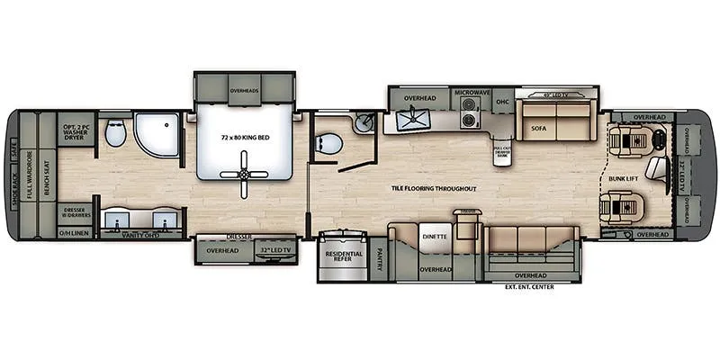 Forest River Berkshire XLT 45B floor plan