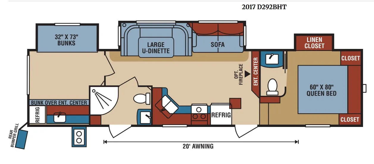 K-Z Durango 1500 D292BHT floor plan