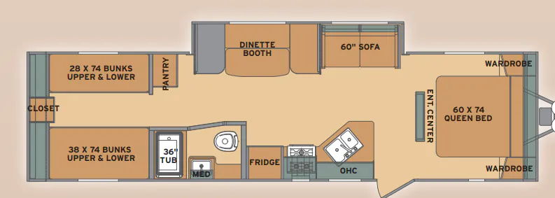Shasta Oasis 30QB floor plan