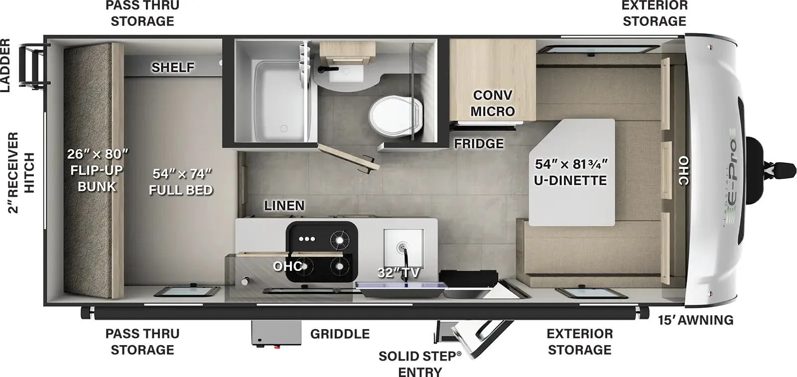 2025 Forest River Flagstaff E-Pro E19DBH - Floor plan