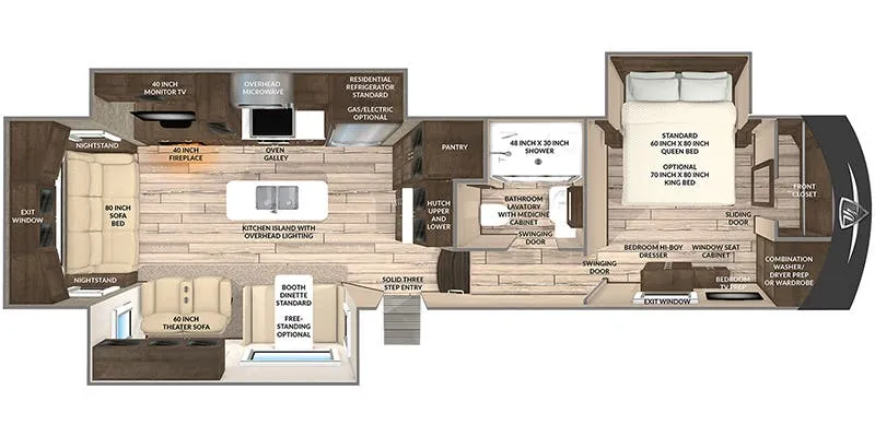 2020 VanLeigh RV Pinecrest 335RLP - Floor plan