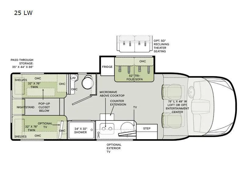 2023 Tiffin Wayfarer 25 LW floor plan