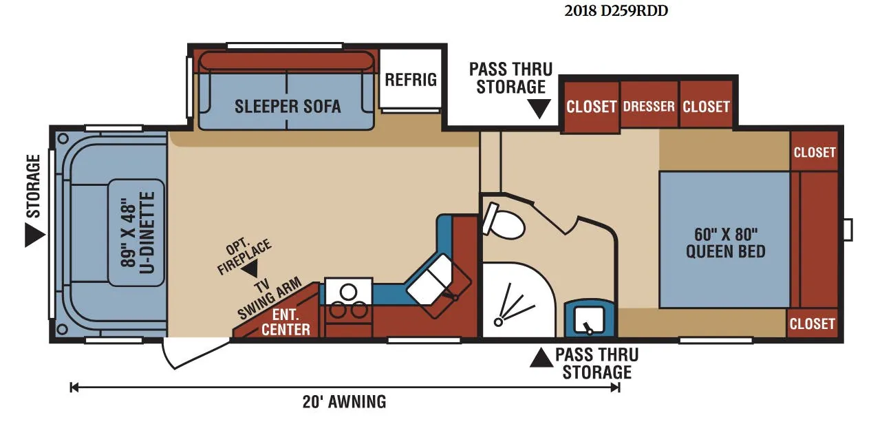 K-Z Durango Sport D259RDD floor plan