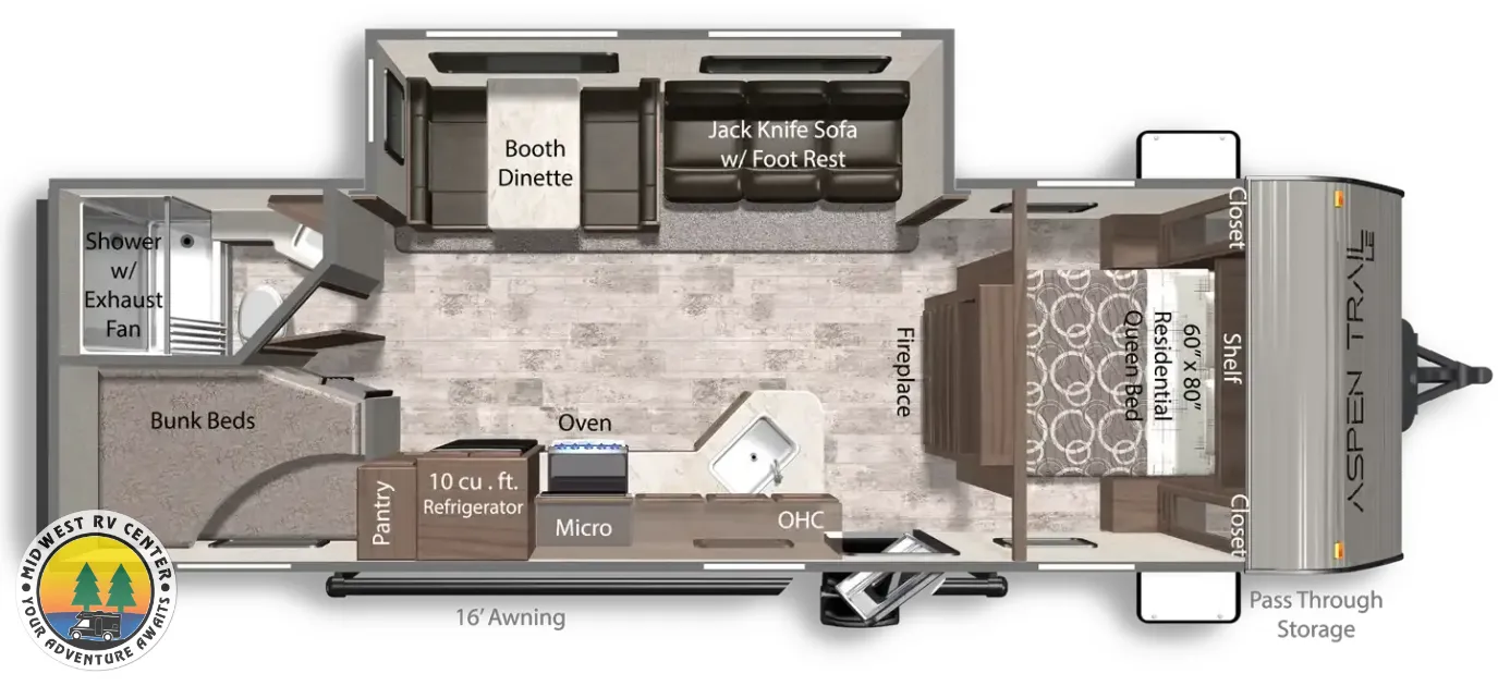 2026 Dutchmen Aspen Trail 26BH - Floor plan
