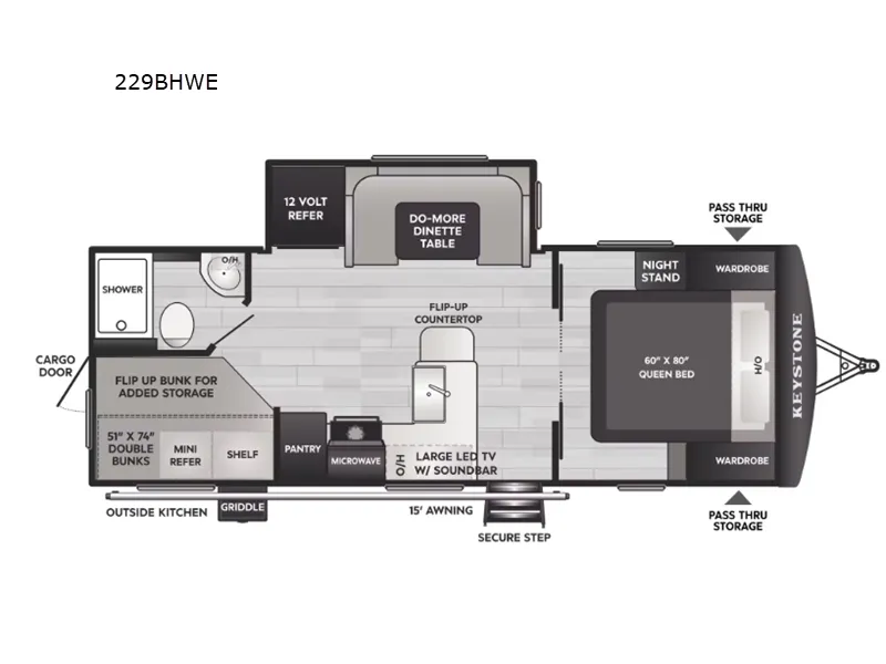 2026 Keystone Passport Super Lite 229BHWE - Floor plan