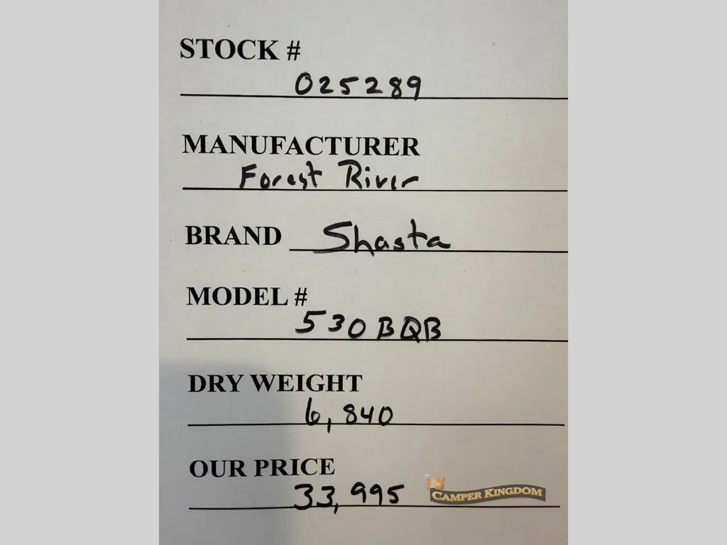 2027 Shasta I-5 530BQB, Photos photo 40