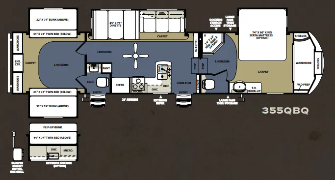 Forest River Sandpiper 355QBQ floor plan