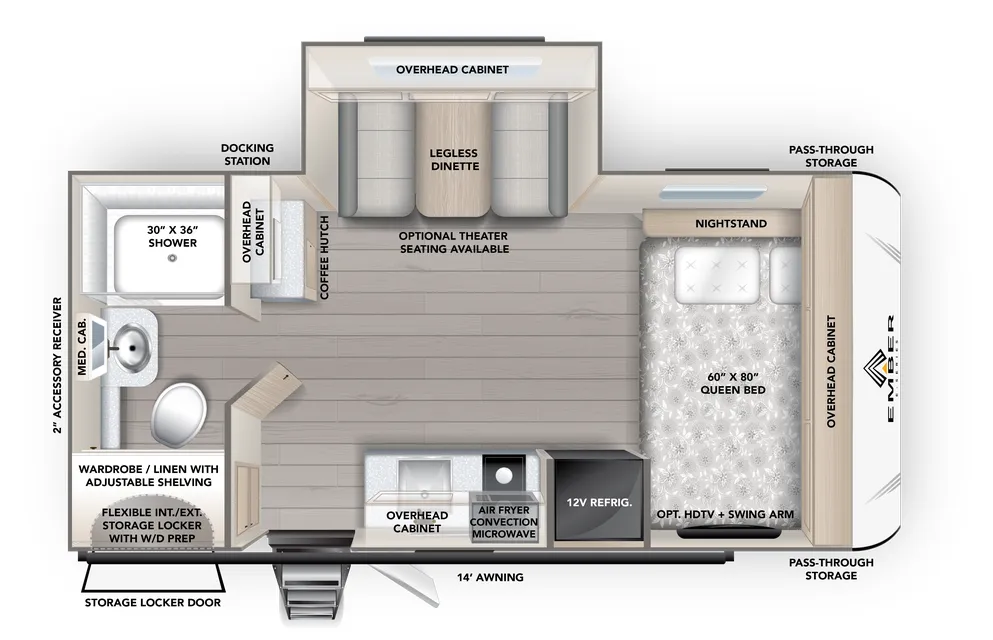 2026 Ember RV E-Series 18RBE floor plan