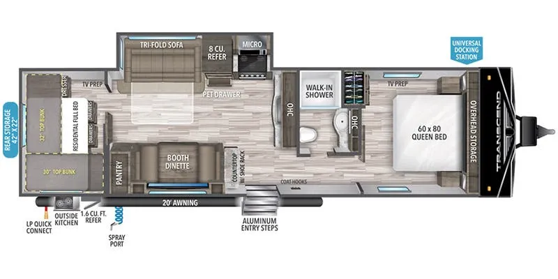 2021 Grand Design Transcend Xplor 297QB floor plan
