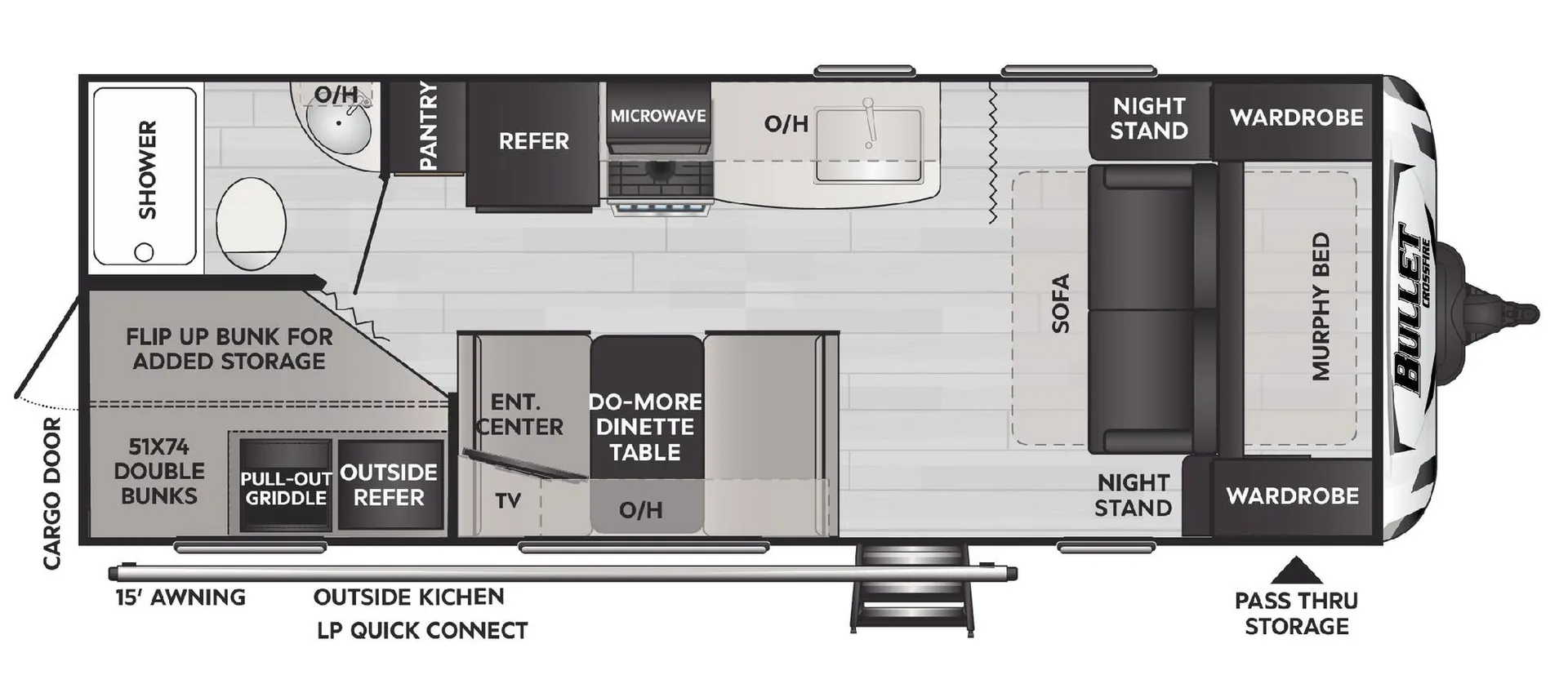 Keystone Bullet Crossfire 2200BH floor plan