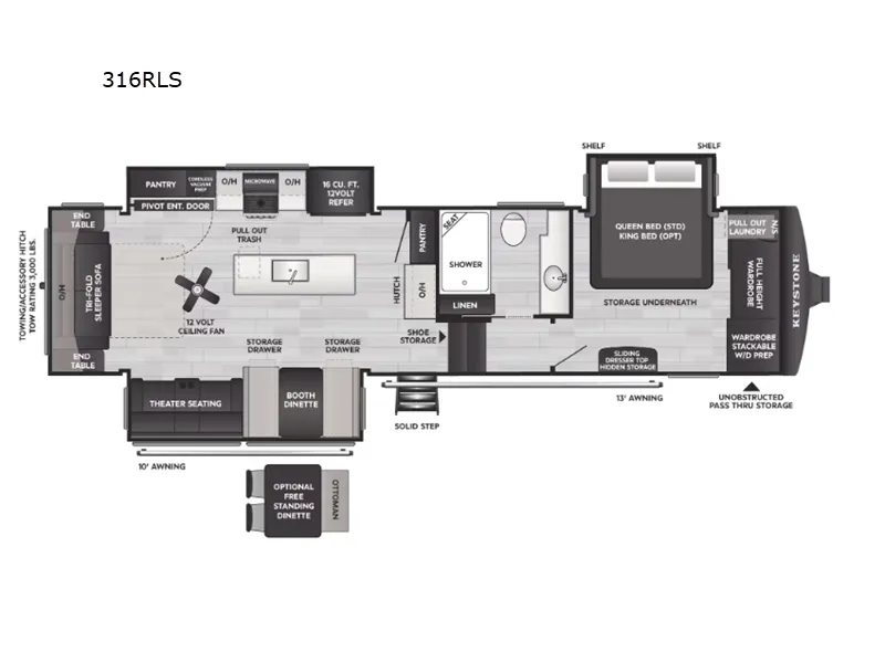 2026 Keystone Cougar 316RLS floor plan