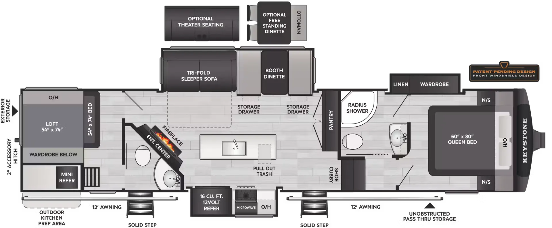 2027 Keystone Cougar 364BHL - Floor plan