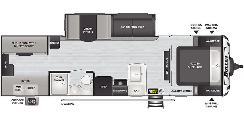 2020 Keystone Bullet 287QBS - Floor plan