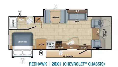 Jayco Redhawk 26X1 floor plan