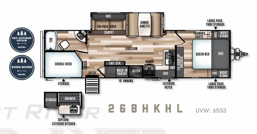 Forest River Salem Hemisphere Hyper-Lyte 26BHKHL floor plan