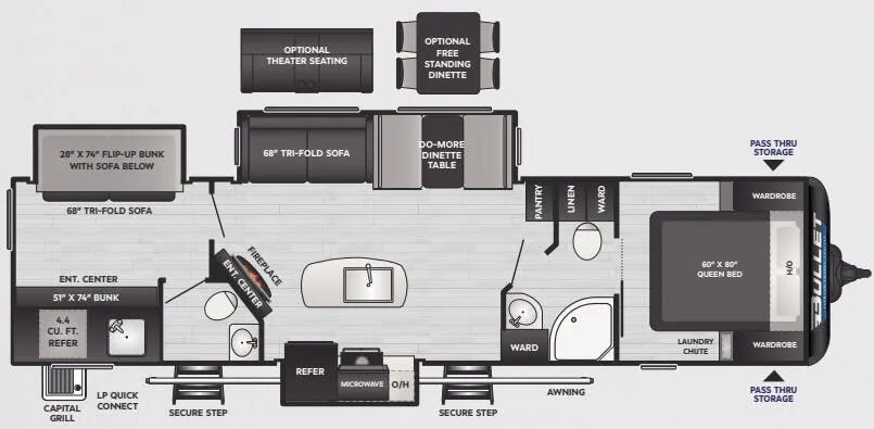 Keystone Bullet Premium 330BKQ floor plan