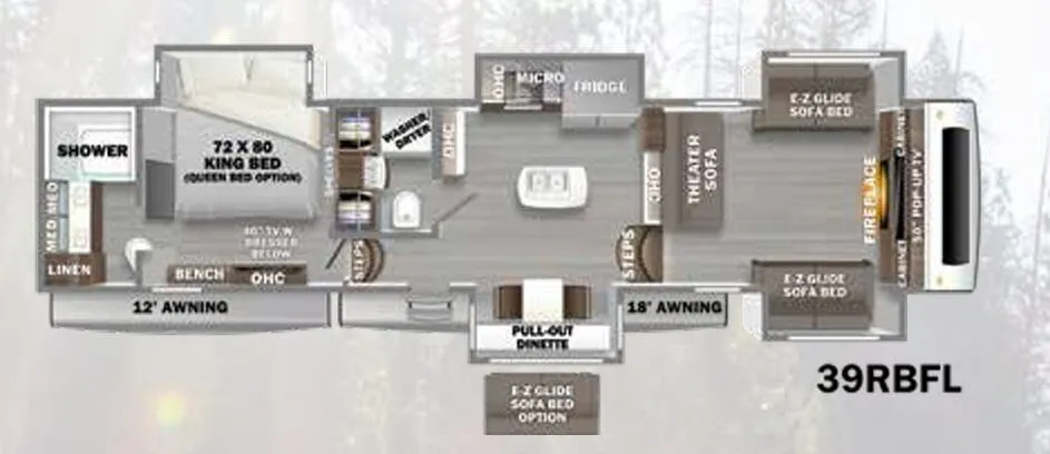 Forest River RiverStone 39RBFL floor plan