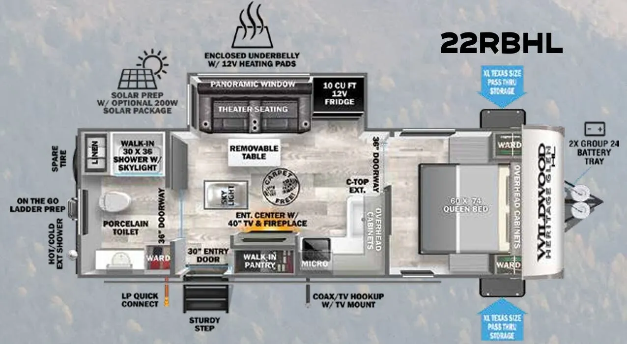 Forest River Wildwood Heritage Glen Hyper-Lyte 22RBHL floor plan