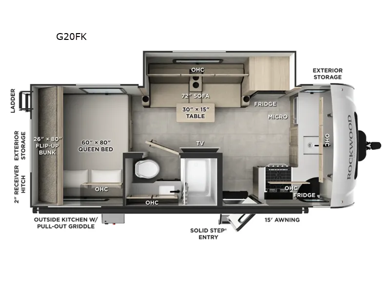 2026 Forest River Rockwood Geo Pro 20FK - Floor plan