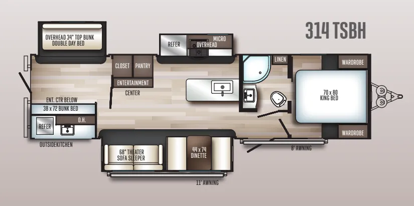 2019 Palomino SolAire 314TSBH floor plan