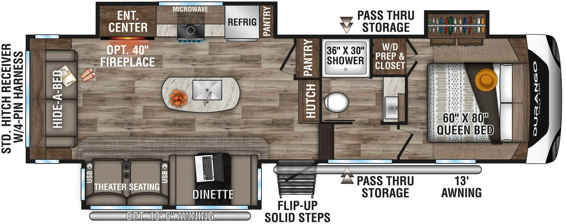K-Z Durango Half-Ton D283RLT floor plan